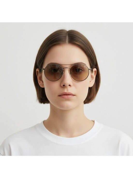 Misura Hong Kong Retro Oval Aviator Sunglasses With Gradient Lenses & Case main image 5